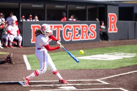 Katie Wingert at the plate during Rutgers' series with Ohio State at the RU Softball Complex