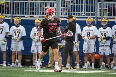 Apr 7, 2024; Ann Arbor, Michigan, USA; During the game between Rutgers Scarlet Knights and Michigan Wolverines at U-M Lacrosse Stadium. Credit: Tim Fuller-Rutgers