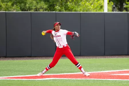 Morgan Smith on a throw in from centerfield against Penn State at the RU Softball Complex