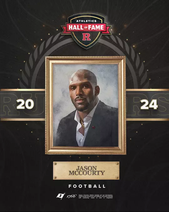 Jason Mccourty 2024 Rutgers Athletics Hall of Fame graphic