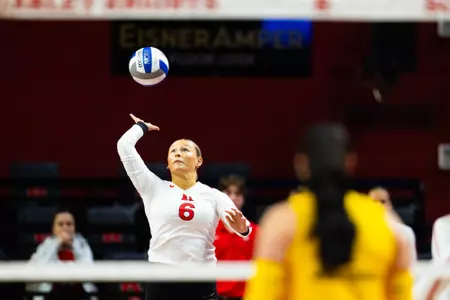 Jenna DeLaMater serves against Michigan