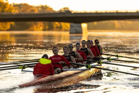 Rutgers women's rowing on the Raritan River during fall 2025 practice