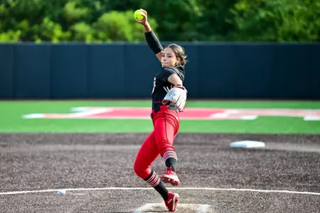 Ella Harrison pitches against Rider in fall ball action at the RU Softball Complex
