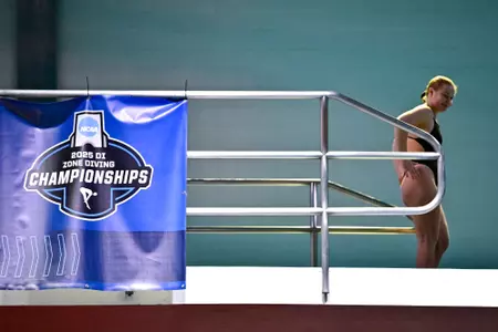 Bailee Sturgill on 10M during the 2025 NCAA Zone A Championships at the Rutgers Aquatics Center