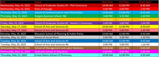 JMA Convocation Schedule