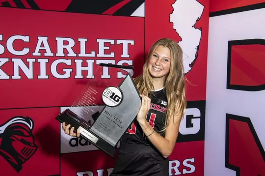 Iris Langejans with Big Ten Trophy