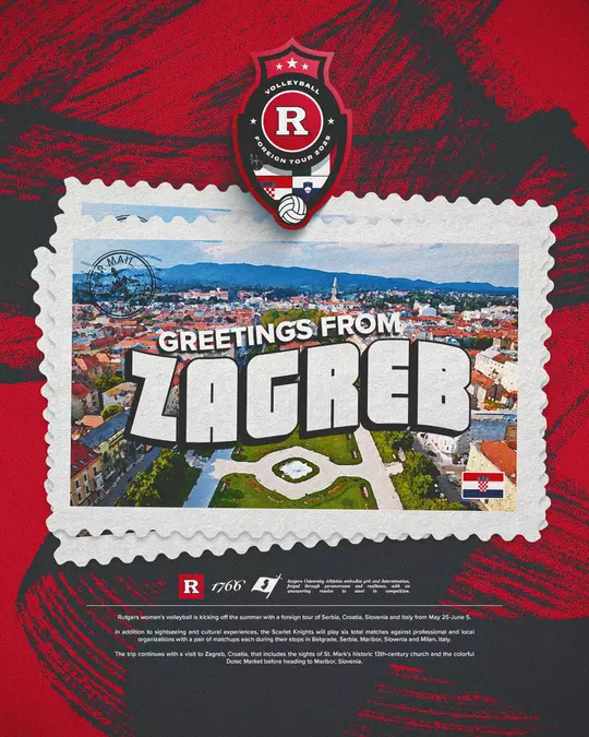 Greetings from Zagreb, Croatia graphic - Rutgers volleyball foreign tour