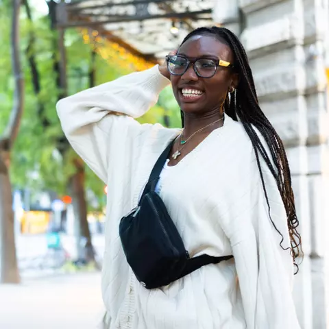 Imani Howell exploring Milan during Rutgers volleyball's foreign trip