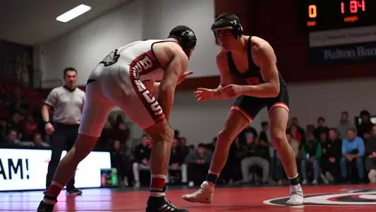 Rutgers wrestler Shane Cartagena-Walsh in his bout against Rider.