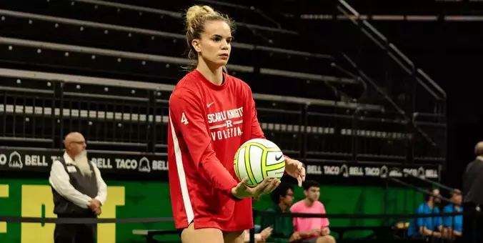 PISCATAWAY, N.J. - OCTOBER 18: Rutgers takes on #11 Oregon in women's volleyball at Matthew Knight Arena on Sunday, October 18, 2026. Photograph by Oregon Athletics