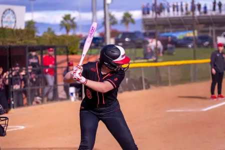 Baileigh Burtis at-bat versus Bethune Cookman at the Mary Nutter Collegiate Classic in Cathedral City, California