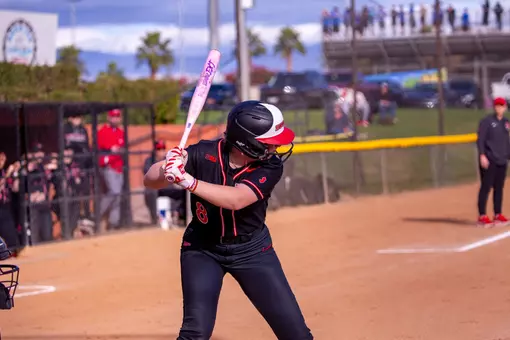 Baileigh Burtis at-bat versus Bethune Cookman at the Mary Nutter Collegiate Classic in Cathedral City, California