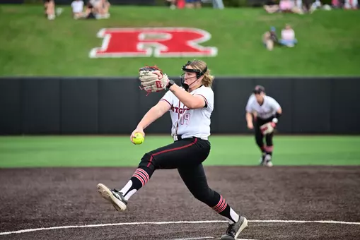 Kelsey Hoekstra inside the circle against Northwestern at the RU Softball Complex