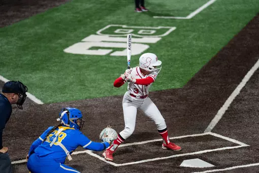 Bailey Briggs at the plate in the series finale with #7 UCLA at the RU Softball Complex