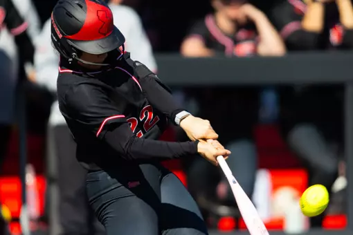 Sam Rohwer connects for her 12th home run in game two of the series with Michigan State at the RU Softball Complex