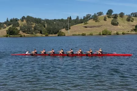 Rutgers rowing at the Big Ten Invitational on Lake Natoma