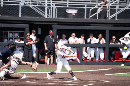 Addie Osborne at bat giving Rutgers a 1-0 lead on Lehigh in the first inning during the Scarlet Knight Classic at the RU Softball Complex