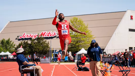 Sincere Robinson in the long jump at Rutgers Relays