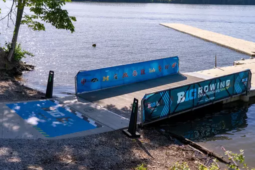 Dock at Eagle Creek Reservoir site of the 2026 Big Ten Rowing Championships