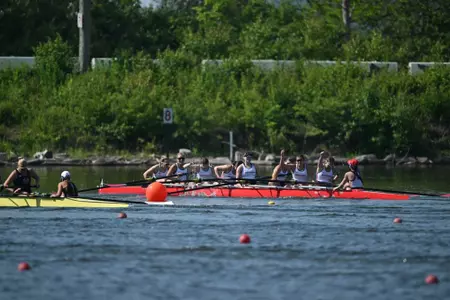 Rutgers' 3V8 after crossing the finish line in first at the 2026 Big Ten Championships at Eagle Creek Reservoir in Indianpolis, Indiana