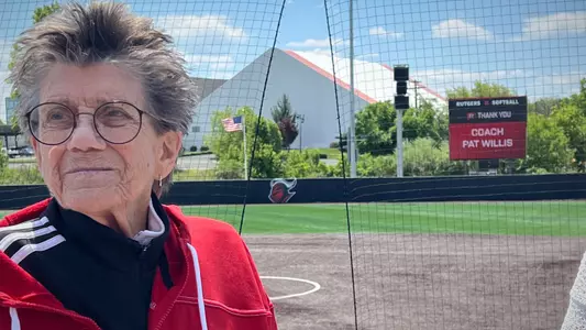 Rutgers Athletics Hall of Fame Head Coach Pat Willis at the upgraded RU Softball Complex in May 2026