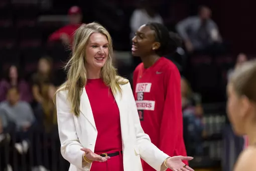 Caitlin Schweihofer on the sideline at Jersey Mike's Arena during the 2025 season