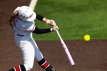 Baileigh Burtis at-bat against Michigan State at the RU Softball Complex