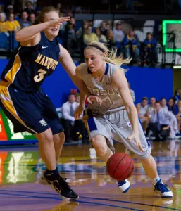 Jackrabbits run past Bison