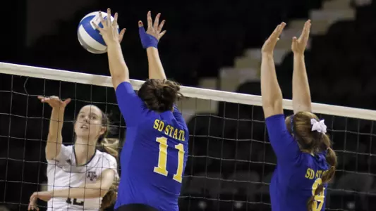 Volleyball falls in four at South Dakota