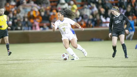 Image Taken at the 2019 NCAA Soccer Championship, Oklahoma State Cowgirls vs South Dakota State Jackrabbits, Friday, November 15, 2019, Neal Patterson Stadium, Stillwater, OK. Bruce Waterfield/OSU Athletics