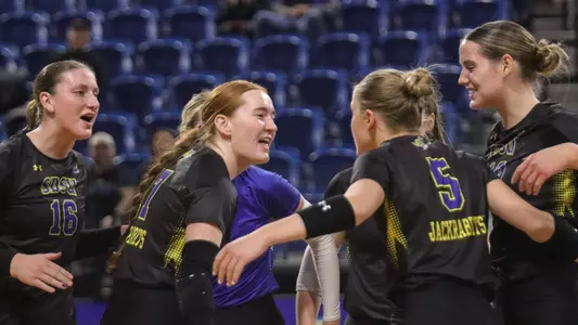 SDSU volleyball team celebration