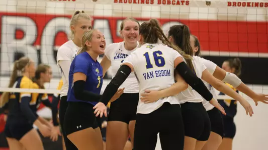 South Dakota State volleyball team celebration