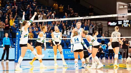 South Dakota State volleyball team celebration