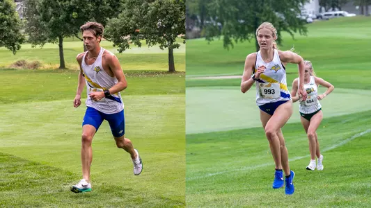 Cody Larson and Courtney Stadter racing at the Roy Griak 2025