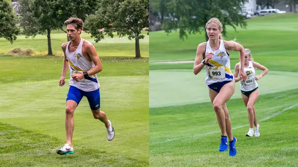 Cody Larson and Courtney Stadter racing at the Roy Griak 2025