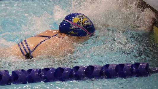 Women's Swimming Teaser 2026-03 -- swimmer touches the wall in dual meet against Iowa State