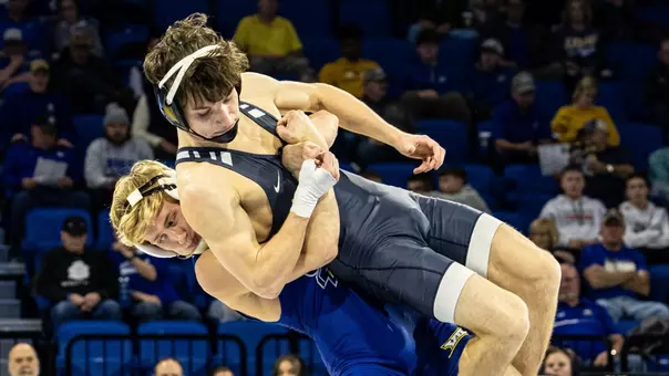Derrick Cardinal returns his opponent to the mat in his match against Augustana on 11/15/2024.