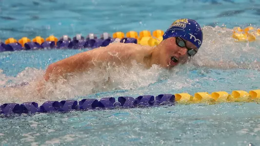 Zavier Kranz swims in a freestyle event during intrasquad competition
