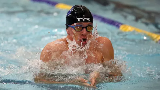 South Dakota State swimmer Colt Frein competes in the breaststroke.