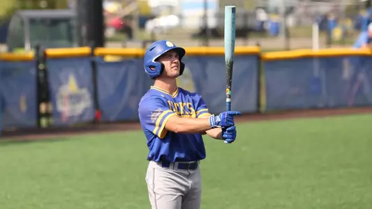 South Dakota State outfielder Brady Brown prepares for at-bat in exhibition action during the fall of 2025 at Erv Huether Field.
