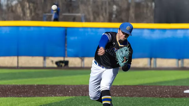 South Dakota State right-hander Matthew Werk delivers a pitch in action during the 2025 season at Erv Huether Field.