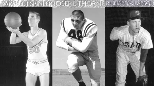 Photos and rubbings of names from The Wall That Heals display featuring former South Dakota State student-athletes Darrell Spinler, Joe Thorne and Richard Larson.