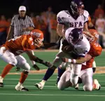 Wes Pate was 20-of-35 for 239 yards, one interception and two touchdowns against Sam Houston, Thursday..