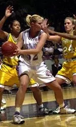 Amy Collins became SFA's all-time leading shot blocker Saturday night.