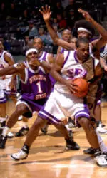 Senior center Antuane Miller led SFA with 16 points against Sam Houston State