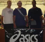 Aaron Harlan (center) won the heptathlon at the Liberty Kickoff Classic.