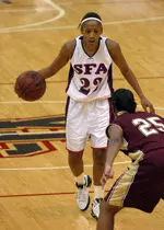 Senior Nikki Carr was one of two Ladyjacks to record a double-double Friday night.