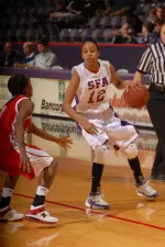 Ebony Alexander scored 15 points to lead SFA in Saturday's loss at McNeese State