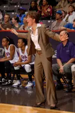 SFA head coach Lee Ann Riley prepares her team for a date with Baylor.