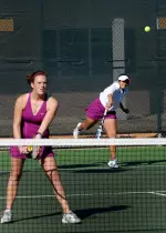 The team of Mary Harrison and Sanjana Kapur cruised to an 8-2 win in their evening doubles match.